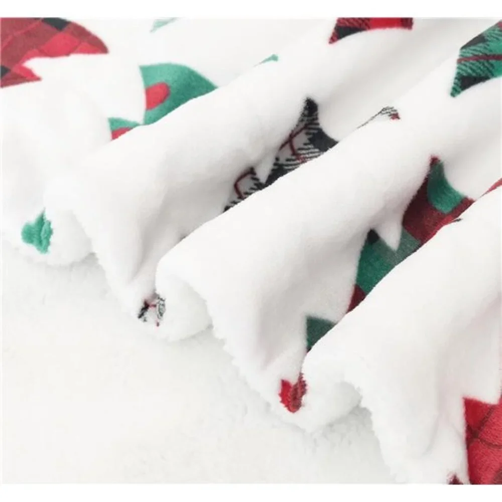 Elegant Comfort Reversible Sherpa Throw, Plush Flannel, 50x60, Plaid Christmas T